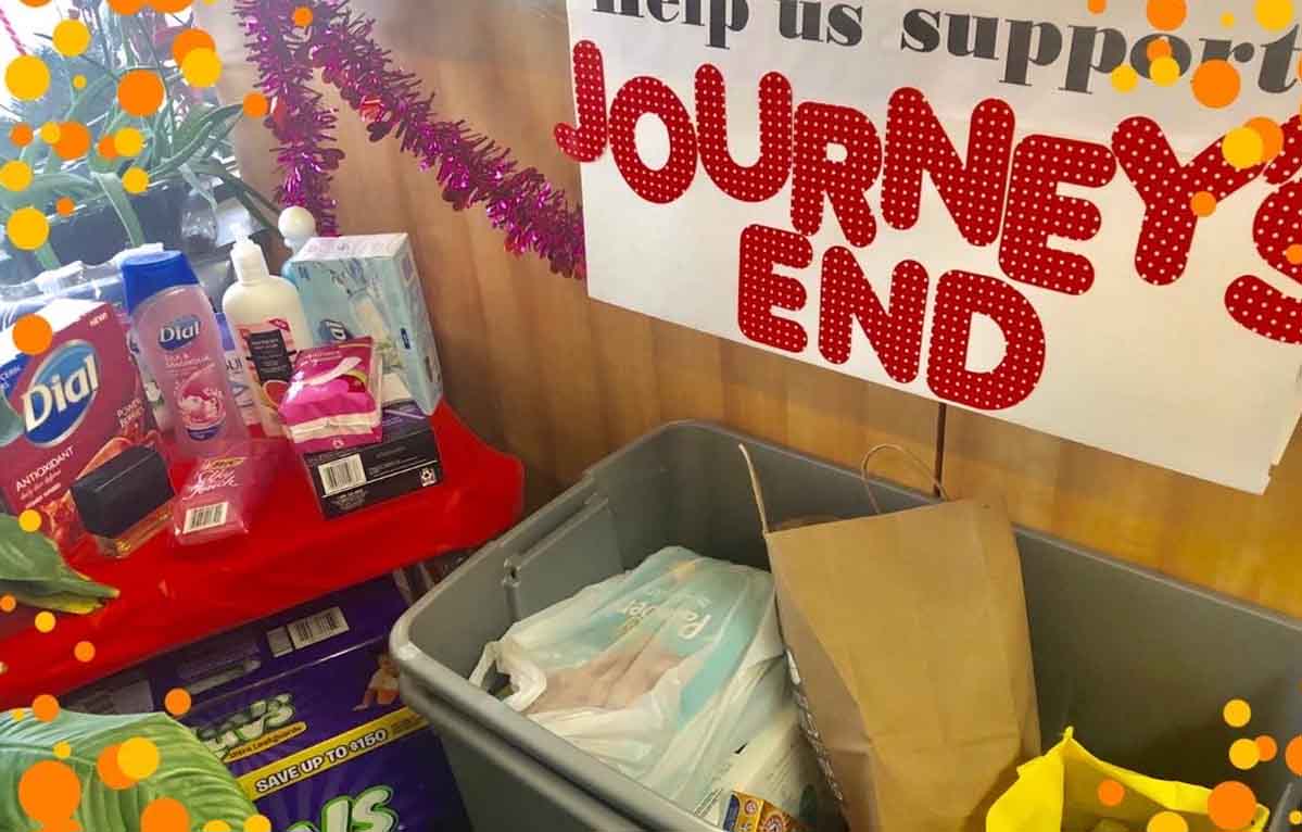 Collecting Diapers & Baby Items for Journey's End Refugee Center